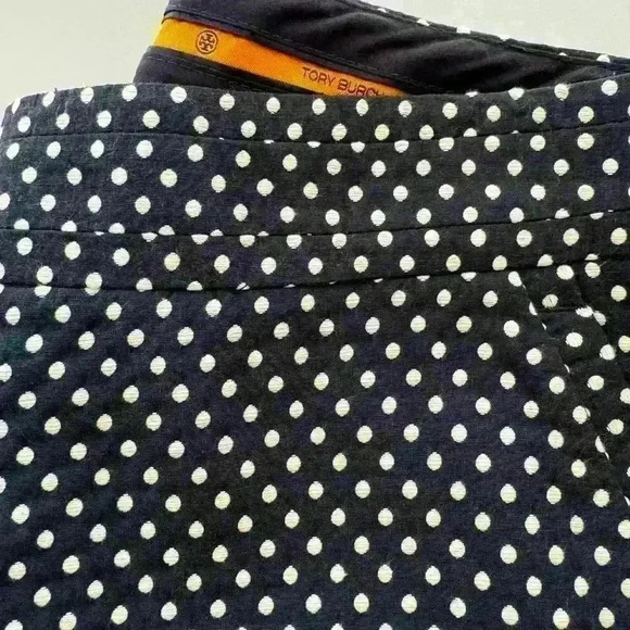 Tory Burch Polka Dot Cropped Pants Cotton Blend Blue White Women Size 8 - Picture 8 of 8